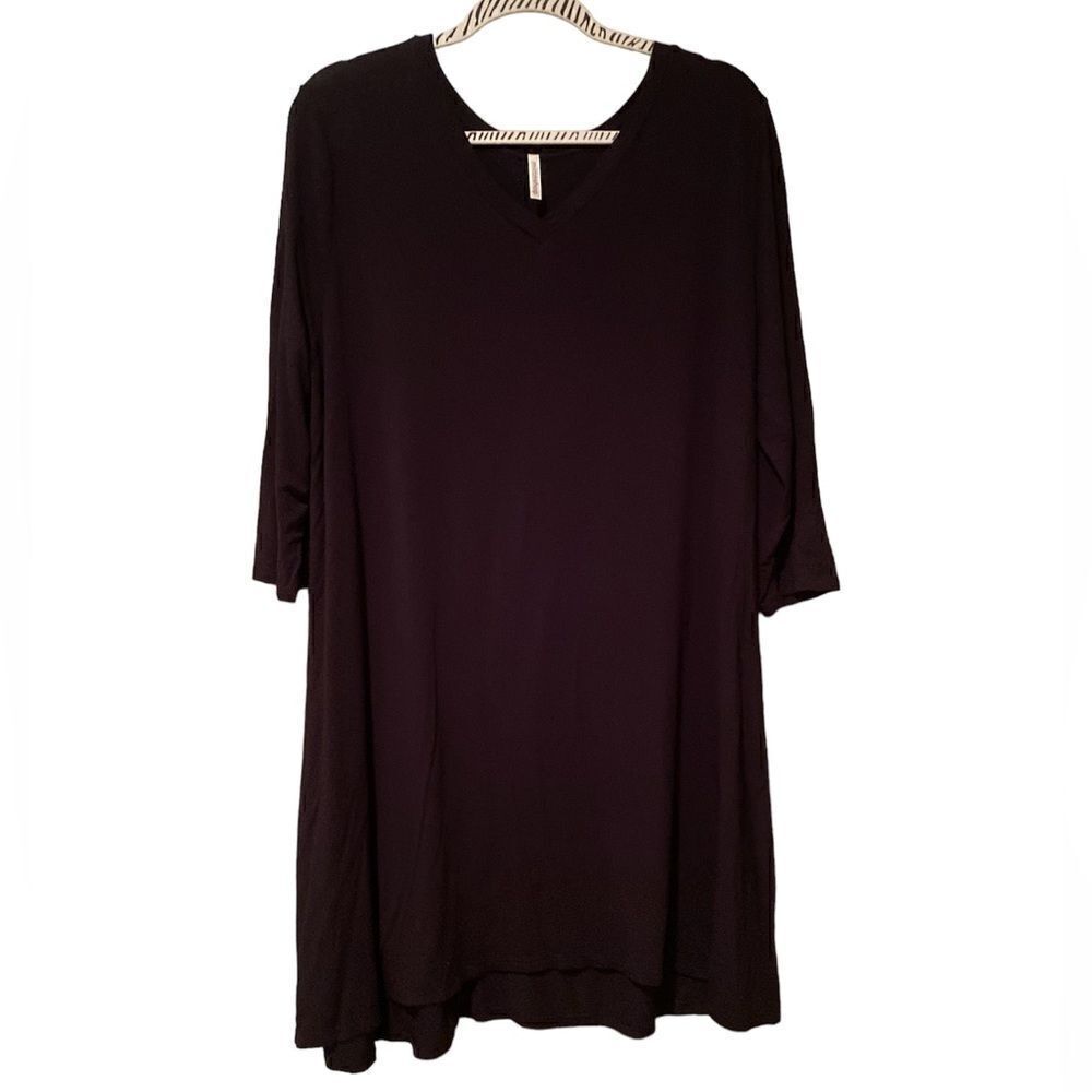 Mittoshop Black Swing Dress Size XL V Neck 3/4 Sleeves